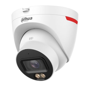 Dahua DH-IPC-HDW2449TP-S-LED-0280B-PRO - Cámara IP Formato Turret, Resistente a Intemperie, Resolución 4MP 20fps (2688×1520px), Lente Fija (2.8mm), Visión Nocturna 30m. (Luz Blanca, sin IR), Alimentación PoE y por Fuente (no incl