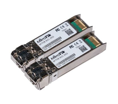 Mikrotik XS+2733LC15D Par de módulos bidireccionales SFP 1G/SFP+ 10G/ SFP28 25G 15km (T1270nm/R1330nm, conector LC simple + T133