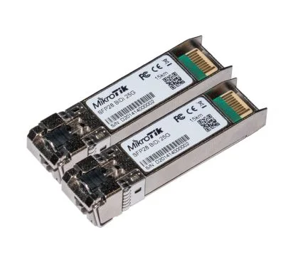 Mikrotik XS+2733LC15D Par de módulos bidireccionales SFP 1G/SFP+ 10G/ SFP28 25G 15km (T1270nm/R1330nm, conector LC simple + T133