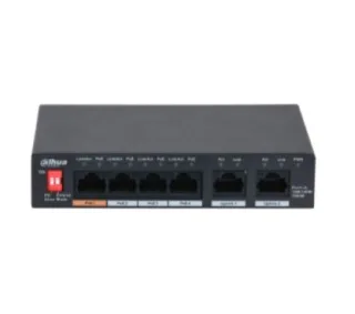 Dahua DH-PFS3006-4GT-60-V2 DH-PFS3006-4GT-60 is an unmanaged Desktop Switch with 4 × 10/100/1000 Mbps PoE Ports. It provides 4 × 10/100/1000 Mbps Ethernet ports and 2 × 10/100/1000 Mbps upli