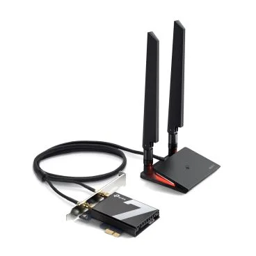 TP-Link Archer TBE550E BE9300 Tri-Band Wi-Fi 7 Bluetooth PCI Express Adapter SPEED: 5760 Mbps at 6 GHz + 2880 Mbps at 5 GHz + 688 Mbps at 2.4 GHz SPEC: 2× High Gain Tri-Band External Antennas, Includ