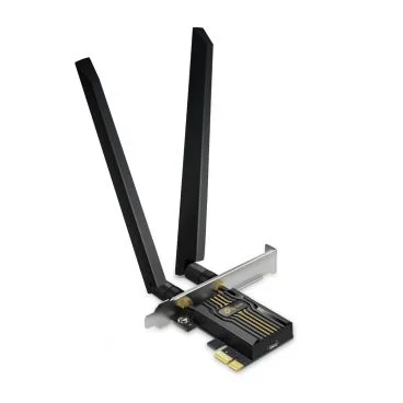 TP-Link ARCHER TBE552E BE9300 Tri-Band Wi-Fi 7 Bluetooth PCI Express Adapter SPEED: 5760 Mbps at 6 GHz + 2880 Mbps at 5 GHz + 688 Mbps at 2.4 GHz SPEC: 2× High Gain Tri-Band External Antennas FEATURE: Wi-Fi 7, MLO, Multi-RU, 4096