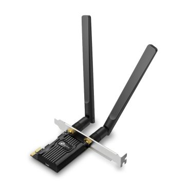 TP-Link Archer TX10E AX900 Dual Band Wi-Fi 6 Bluetooth 5.3 PCI Express Adapter SPEED: 600 Mbps at 5 GHz + 287 Mbps at 2.4 GHz SPEC: 2× High Gain External Antennas FEATURE: MU-MIMO, OFDMA, WPA3, Bluetooth 5.3