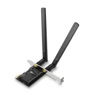 TP-Link Archer TX10E AX900 Dual Band Wi-Fi 6 Bluetooth 5.3 PCI Express Adapter SPEED: 600 Mbps at 5 GHz + 287 Mbps at 2.4 GHz SPEC: 2× High Gain External Antennas FEATURE: MU-MIMO, OFDMA, WPA3, Bluetooth 5.3