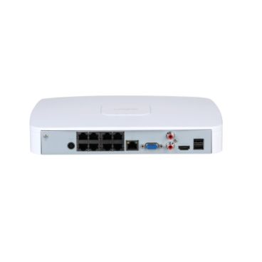 Dahua DHI-NVR4108-8P-EI - Grabador IP de Sobremesa, 8 Canales PoE hasta 16MP, Capacidad para 1 HDD hasta 16TB (no incl.), Compresión Smart H.265+/Smart H.264+, Ancho de Banda 256/256Mbps de Entrada/Salida, PoE Budget 72W