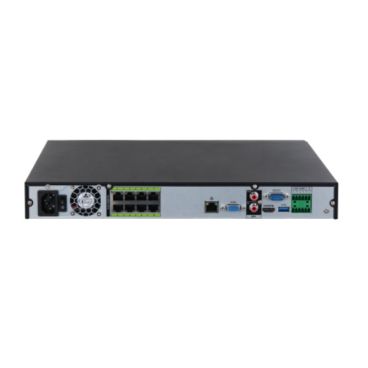 Dahua DHI-NVR5208-8P-EI - Grabador IP de Sobremesa, 8 Canales PoE hasta 32MP, Capacidad para 2 HDD de 20TB (no incl.), Compresión H.265+/Smart H.264+, Ancho de Banda 384/384Mbps de Entrada/Salida, PoE Budget 130W
