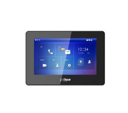Dahua DHI-VTH5422HB-W Elegant design with PC and ABS material. Built-in Linux OS. 7" capacitive touch screen, 1024 × 600. Displays the camera's image when it receives a call from the door station. 6-c