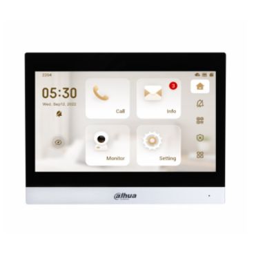 Dahua DHI-VTH8641KMS-WP IP& Wi-Fi Indoor Monitor. Elegant alluminum alloy design. Built-in Linux OS. 10 capacitive touch screen