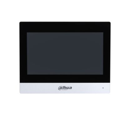 Dahua DHI-VTH8A21KMS-W Elegant all-screen design. 7" capacitive touchscreen, 1024 × 600. Built-in Android OS and flat UI design. Used with the door station, master station and platform to form an inte