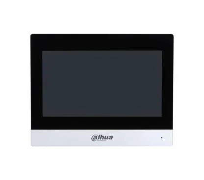 Dahua DHI-VTH8A21KMS-W Elegant all-screen design. 7" capacitive touchscreen, 1024 × 600. Built-in Android OS and flat UI design. Used with the door station, master station and platform to form an inte