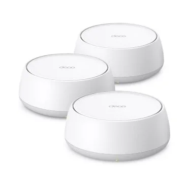 TP-Link Deco BE22(3-pack) BE3600 Whole Home Mesh Wi-Fi 7 System SPEED: 688 Mbps at 2.4 GHz + 2882 Mbps at 5 GHz SPEC: Internal Antennas, 2 × 1 Gigabit Ports (WAN/LAN auto-sensing), 160MHz for 5 GHz, 4-Stream FEATURE: Deco App, Ro