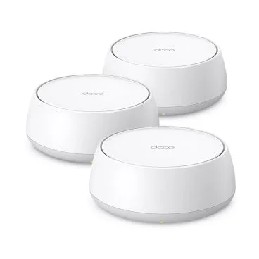 TP-Link Deco BE25(3-pack) Sistema Wi-Fi 7 en malla para toda la casa BE3600 VELOCIDAD: 688 Mbps a 2,4 GHz + 2882 Mbps a 5 GHz ESPECIFICACIONES: Antenas internas, 2 puertos Gigabit de 2,5 (detección automática de WAN/LAN), 160 MH
