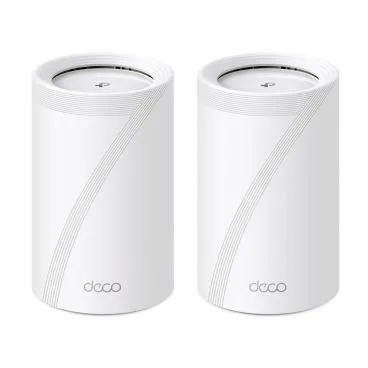 TP-Link Deco BE65(2-PACK) Sistema Wi-Fi 7 Mesh para toda la casa BE9300( Tri-Banda) VELOCIDAD: 574 Mbps a 2,4 GHz + 2880 Mbps a 5 GHz + 5760 Mbps a 6 GHz ESPECIFICACIONES: antenas internas, 4 × puerto