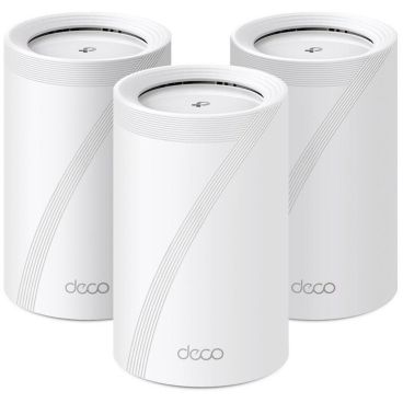 TP-Link Deco BE65(3-pack) BE9300 Whole Home Mesh Wi-Fi 7 System(Tri-Band) SPEED: 688 Mbps at 2.4 GHz + 2882 Mbps at 5 GHz + 5765 Mbps at 6 GHz SPEC: Internal Antennas, 4 × 2.5 Gigabit Ports