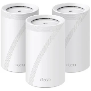 TP-Link Deco BE65(3-pack) BE9300 Whole Home Mesh Wi-Fi 7 System(Tri-Band) SPEED: 688 Mbps at 2.4 GHz + 2882 Mbps at 5 GHz + 5765 Mbps at 6 GHz SPEC: Internal Antennas, 4 × 2.5 Gigabit Ports