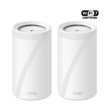 TP-Link Deco BE85(2-pack) BE22000 Whole Home Mesh Wi-Fi 7 System(Tri-Band) SPEED: 1376 Mbps at 2.4 GHz + 8640 Mbps at 5 GHz + 11520 Mbps at 6 GHz SPEC: 8× Internal Antennas, 1× 10 Gigabit RJ