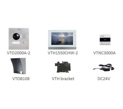 Dahua VTKB-2000A-1550C-2-E Kit videoportero IP Dahua, 2 hilos, montaje empotrado. Formado por: monitor interior (VTH1550CHW-2) p