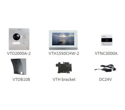 Dahua VTKB-2000A-1550C-2-E Kit videoportero IP Dahua, 2 hilos, montaje empotrado. Formado por: monitor interior (VTH1550CHW-2) p