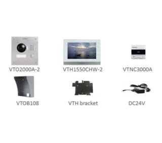 Dahua VTKB-2000A-1550C-2-S Kit videoportero IP Dahua, 2 hilos, montaje superficie. Formado por: monitor interior (VTH1550CHW-2)