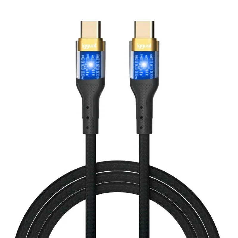 iggual Cable USB-C a tipo C 3A 100 cm trenzado LED