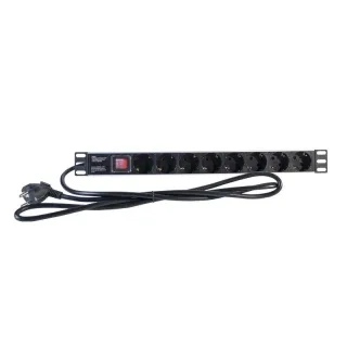 2LAN Regleta 19" 8 Schuko Negro