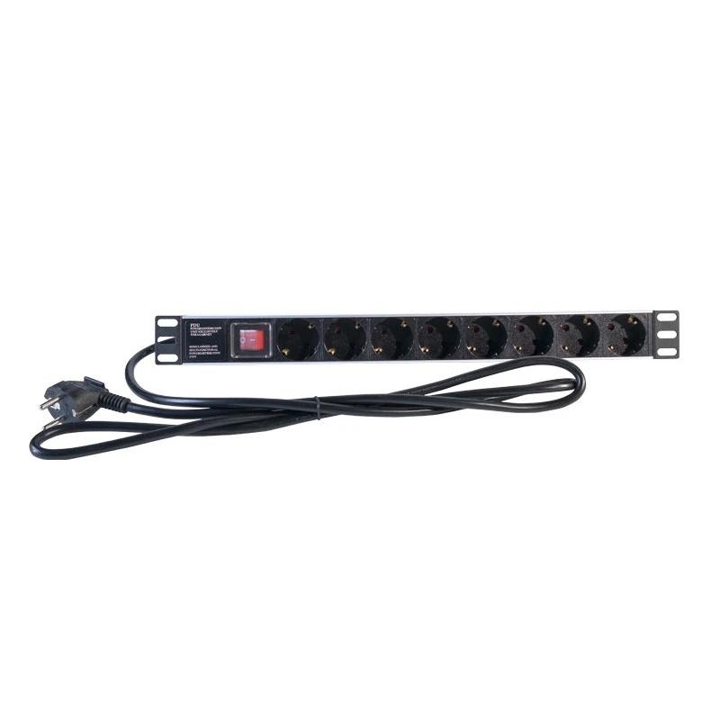 2LAN Regleta 19" 8 Schuko Negro
