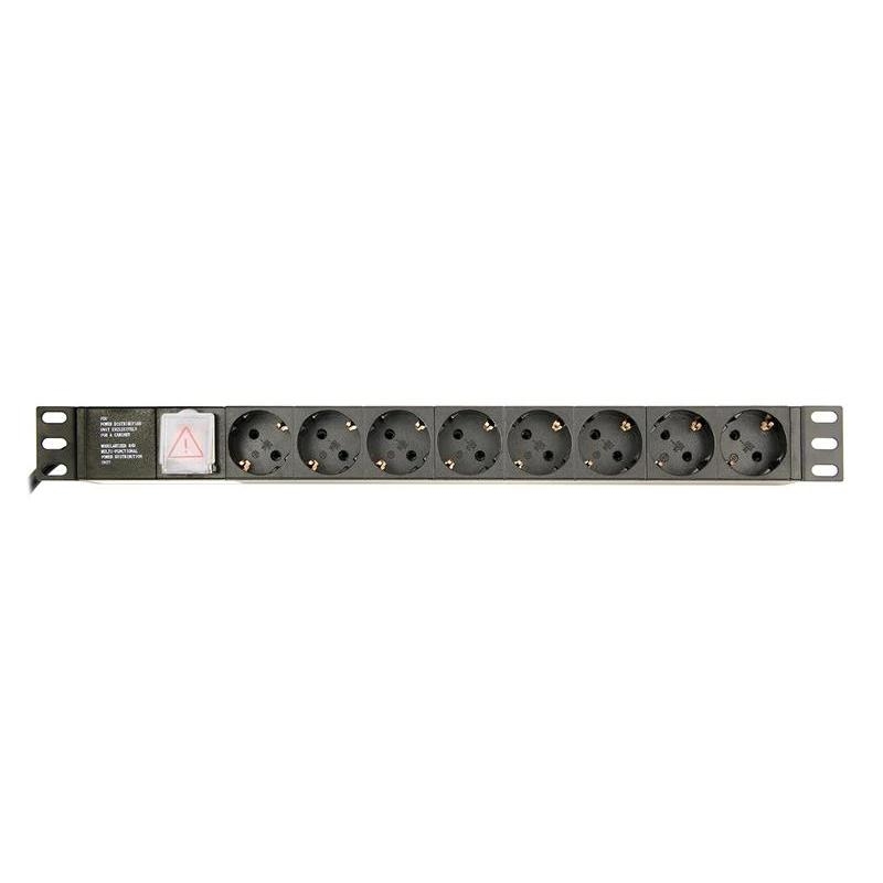 Gembird PDU, 8 tomas Schuko, 1U, 16A, cable de 3 m