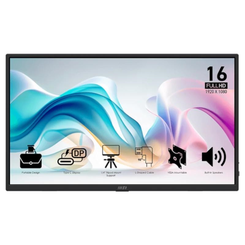 MSI MP165 E6 Monitor15.6"IPS FHD portátil USBc MM