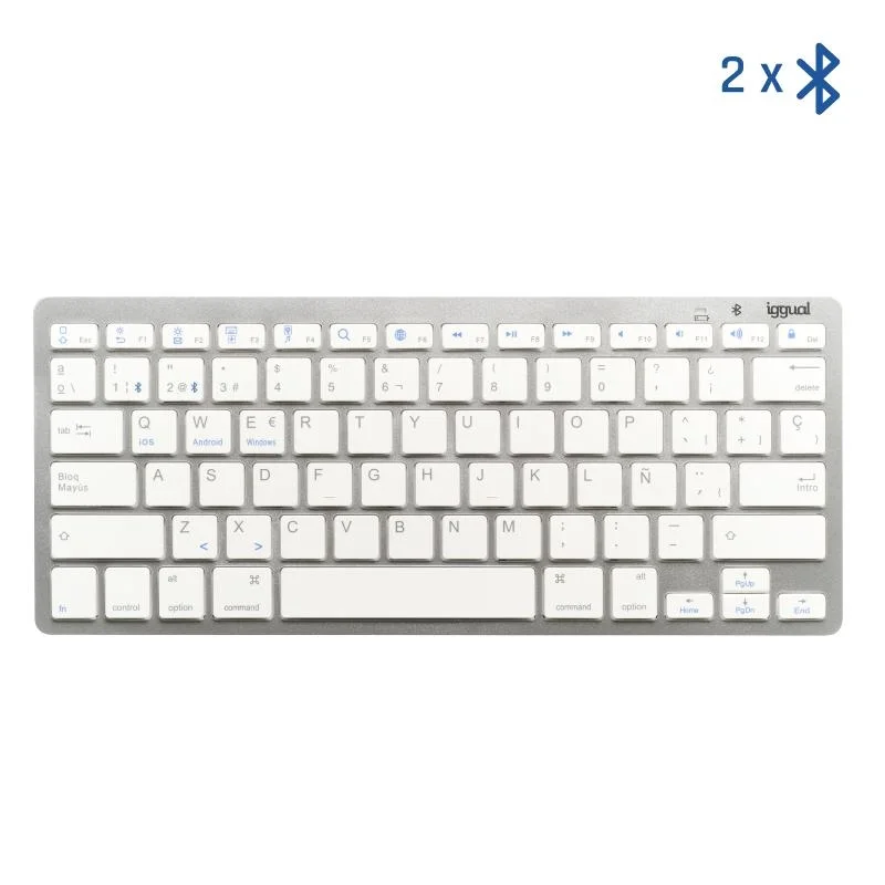 iggual Teclado Bluetooth Slim TKL-BT plata 2 canal