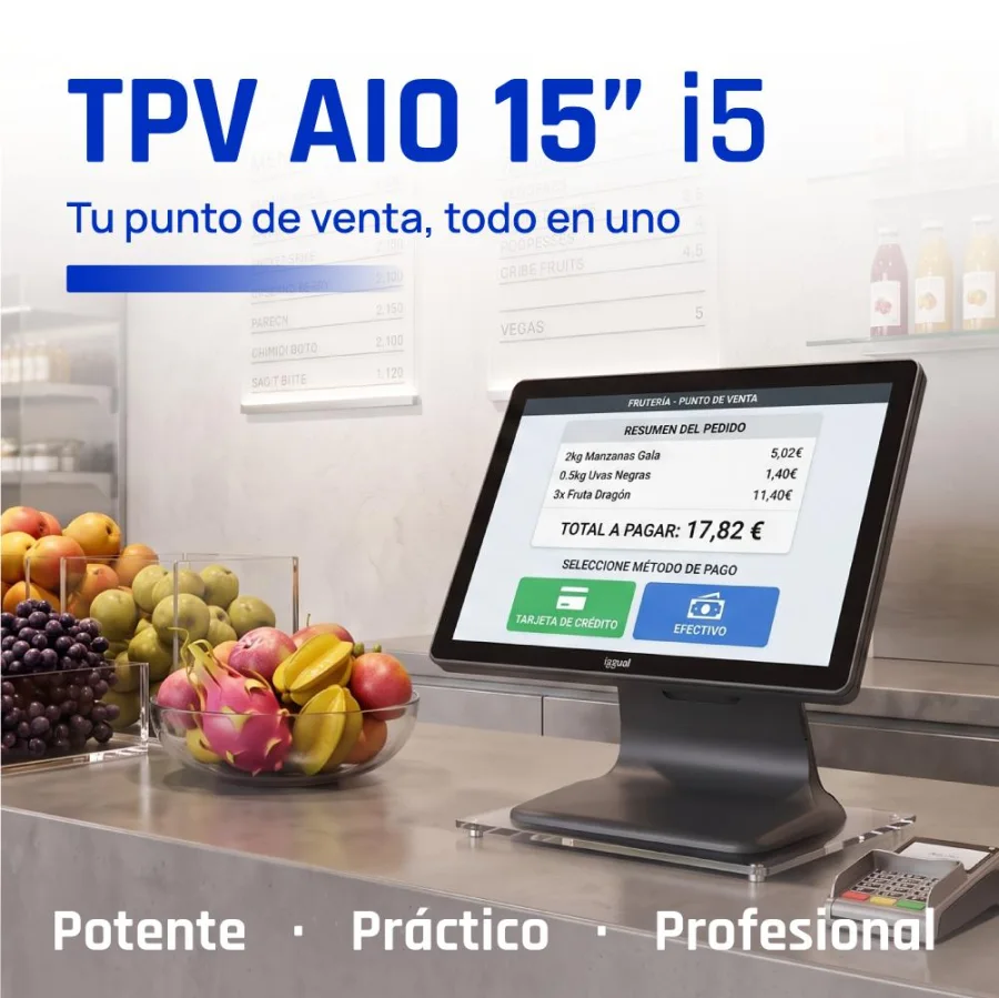 iggual TPV AIO 15" i5 8350U 8+256GB WiFi W11 Pro