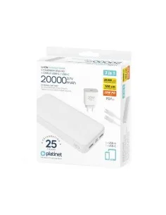 POWERBANK 20000 MAH PLATINET 3 EN 1 + CABLE + CARGADOR PN: PMPB20SETW EAN: 5907595462204