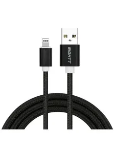 CABLE USB 2.0 1 M A LIGHTNING CARGA TRENZADO IPHONE NEGRO PN: ECI-2B EAN: 8425402170861