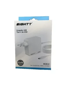 ALIMENTADOR PORT. 45W EIGHTT USB-C GAN TECH BLANCO PN: EC45-C EAN: 8425402168868
