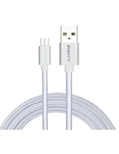 CABLE USB 2.0 1 M A MICRO USB CARGA TRENZADO PLATA PN: ECM-1S EAN: 8425402170885
