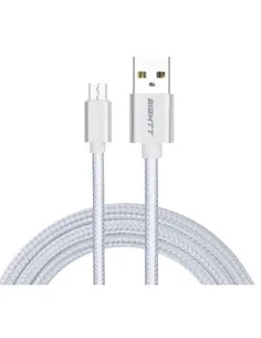 CABLE USB 2.0 1 M A MICRO USB CARGA TRENZADO PLATA PN: ECM-1S EAN: 8425402170885
