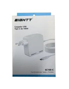 ALIMENTADOR PORT. 100W EIGHTT USB-C BLANCO PN: EC100-C EAN: 8425402168882