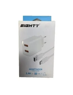 CARGADOR 5V ENCHUFE EIGHTT 2.4 A 2X USB BLANCO PN: ECW2-C EAN: 8425402168851