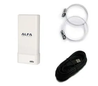 Alfa Network UBDo-nt/UBDo-nt5 - Adaptador USB Wireles 802.11b/g/n, Resistente a Intemperie, Antena Direccional 12 dbi 2,4