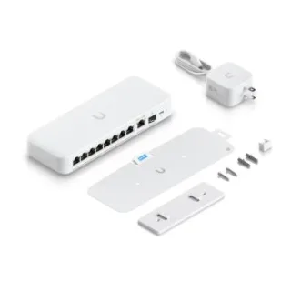 Ubiquiti USW-FLEX-2.5G-8 Switch 8x 2,5 GbE y un puerto de enlace ascendente combinado RJ45/SFP+ 10 GbE que se puede alimentar