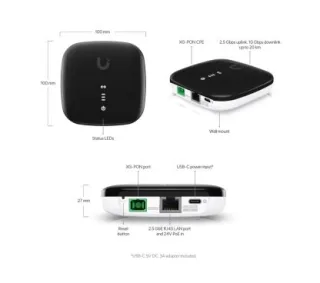Ubiquiti UISP-FIBER-XG Terminal de red óptica 1x 10Gbps XG-PON y 1x 2,5Gb RJ45 LAN
