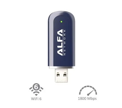 Alfa Network AWUS036AXER - ALFA NETWORK AWUS036AXER Adaptador USB Wireless 3.0 + Bluetooth 5.2, 802.11ax, AX1800, Doble