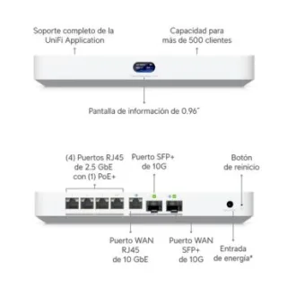 Ubiquiti UCG-MAX Cloud Gateway 4xLAN y 1xWAN 2,5Gb para más de 30 disposit./300 clientes, routing 1,5 Gbps IDS/IPS, pantalla