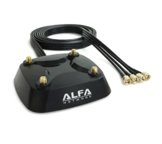 Alfa Network ARS-AS04T - Base magnética dual 4x4 con cuatro conectores RP-SMA hembra al final del cable de 2 metros y cuatro