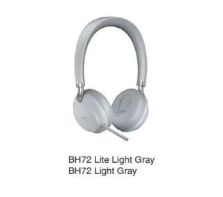 Yealink BH72 Lite UC / Teams Light Gray USB-A. Auricular binaural Bluetooth y USB, 35H conversación, gris, dongle USB para PC