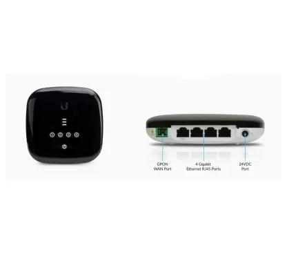 Ubiquiti UF-WiFi (UFiber NanoG WiFi) GPON con 1 puerto GPON WAN y 4 puertos Gigabit Ethernet, con PoE IN pasiv