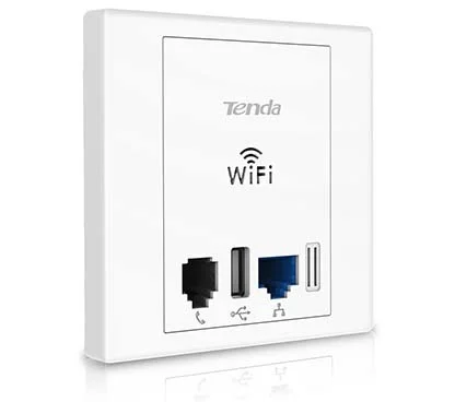 Tenda W312A Producto reacondicionado 86*86mm Wall plate access point, 2.4GHz 300Mbps, 2*FE LAN ports, 1 x USBv2.0, 1 x RJ