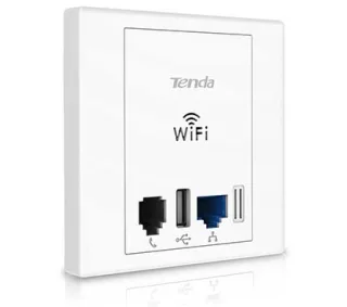 Tenda W312A Producto reacondicionado 86*86mm Wall plate access point, 2.4GHz 300Mbps, 2*FE LAN ports, 1 x USBv2.0, 1 x RJ