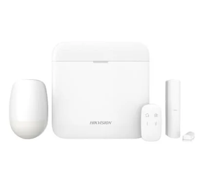 Hikvision DS-PWA96-Kit-WE Kit de alarma con panel de control, detectores PIR, sensor de puerta/ventana y mando a distancia