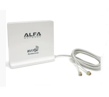 Alfa Network ARS-WiFi6E-M2 Antena WiFi de Interior, Planar Omnidireccional, 5dbi, 2x RP-SMA pin Hembra, Tribanda 2,4/5/6 Ghz