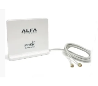 Alfa Network ARS-WiFi6E-M2 Antena WiFi de Interior, Planar Omnidireccional, 5dbi, 2x RP-SMA pin Hembra, Tribanda 2,4/5/6 Ghz